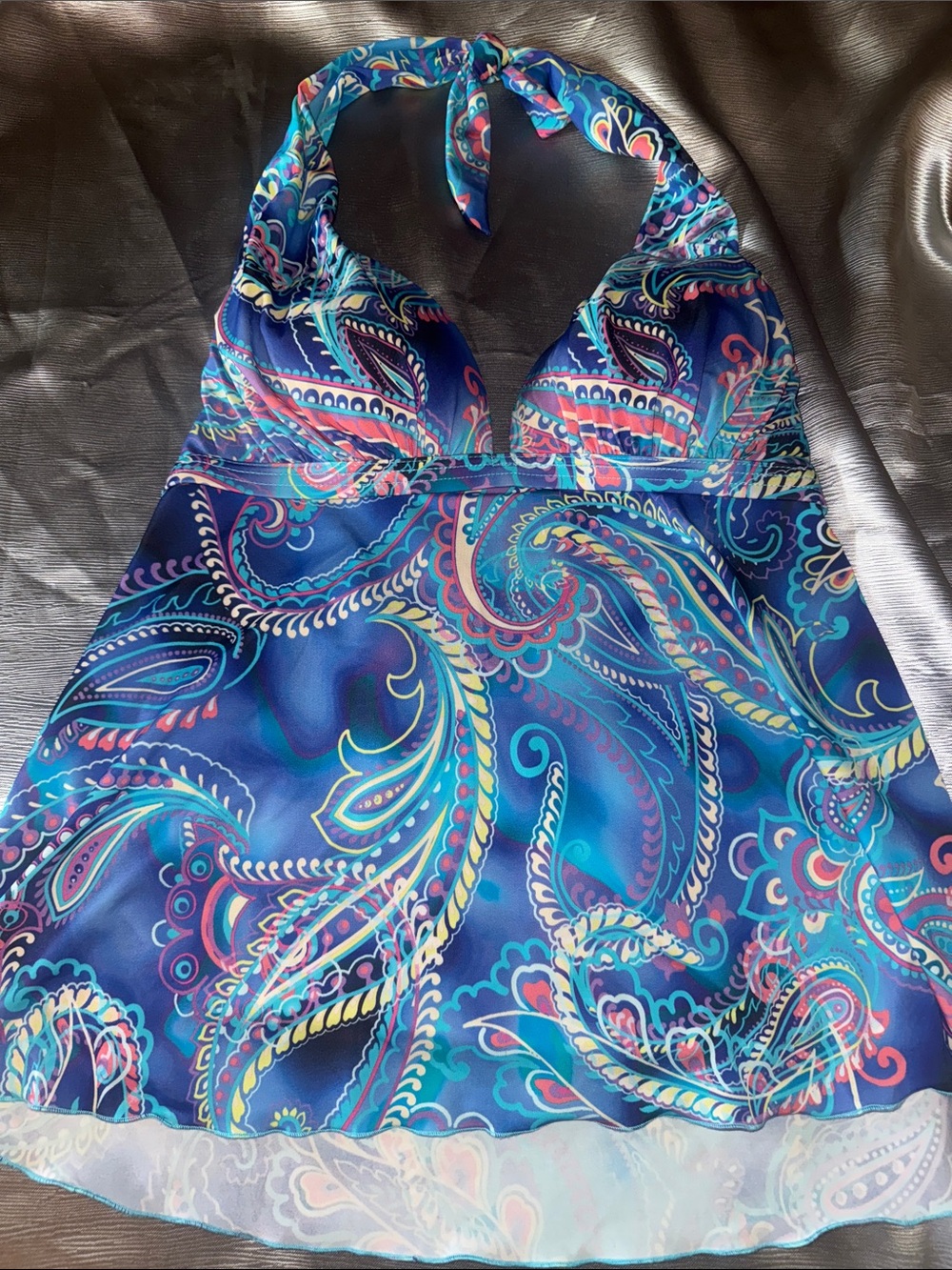 Venus women’s Blue Paisley Halter Tankini Top - Swimwear